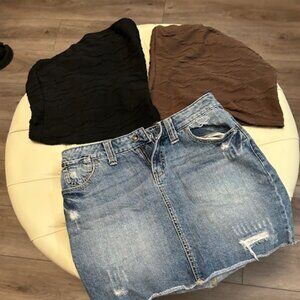 Jean skirt size 4 and two Strapless summer tops bundle